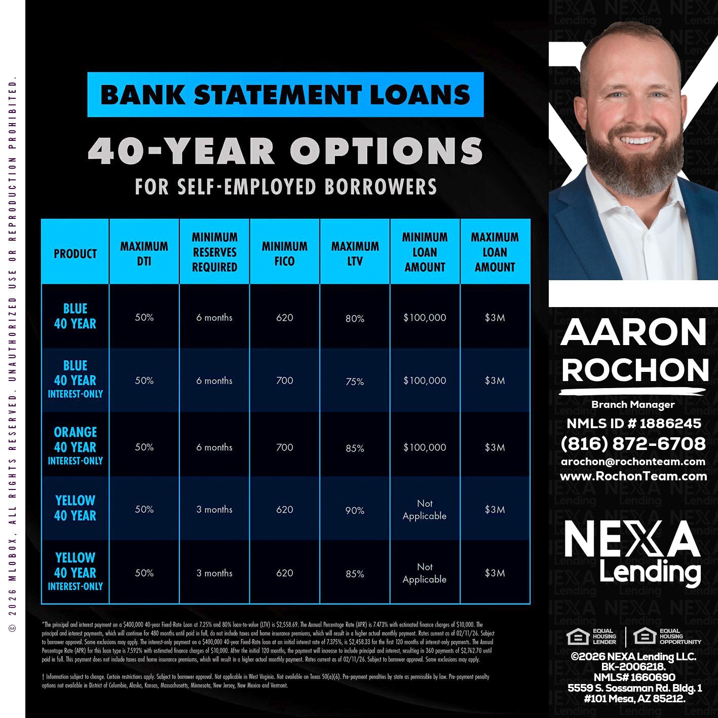 40 YR. OPTIONS - Aaron Rochon -Branch Manager