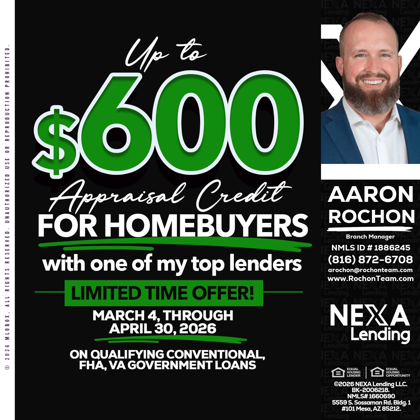 up to $600 - Aaron Rochon -Branch Manager