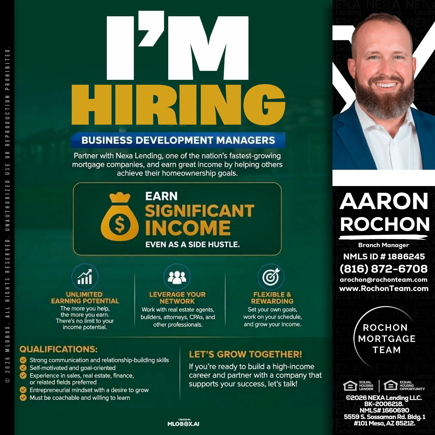 IM HIRING - Aaron Rochon -Branch Manager