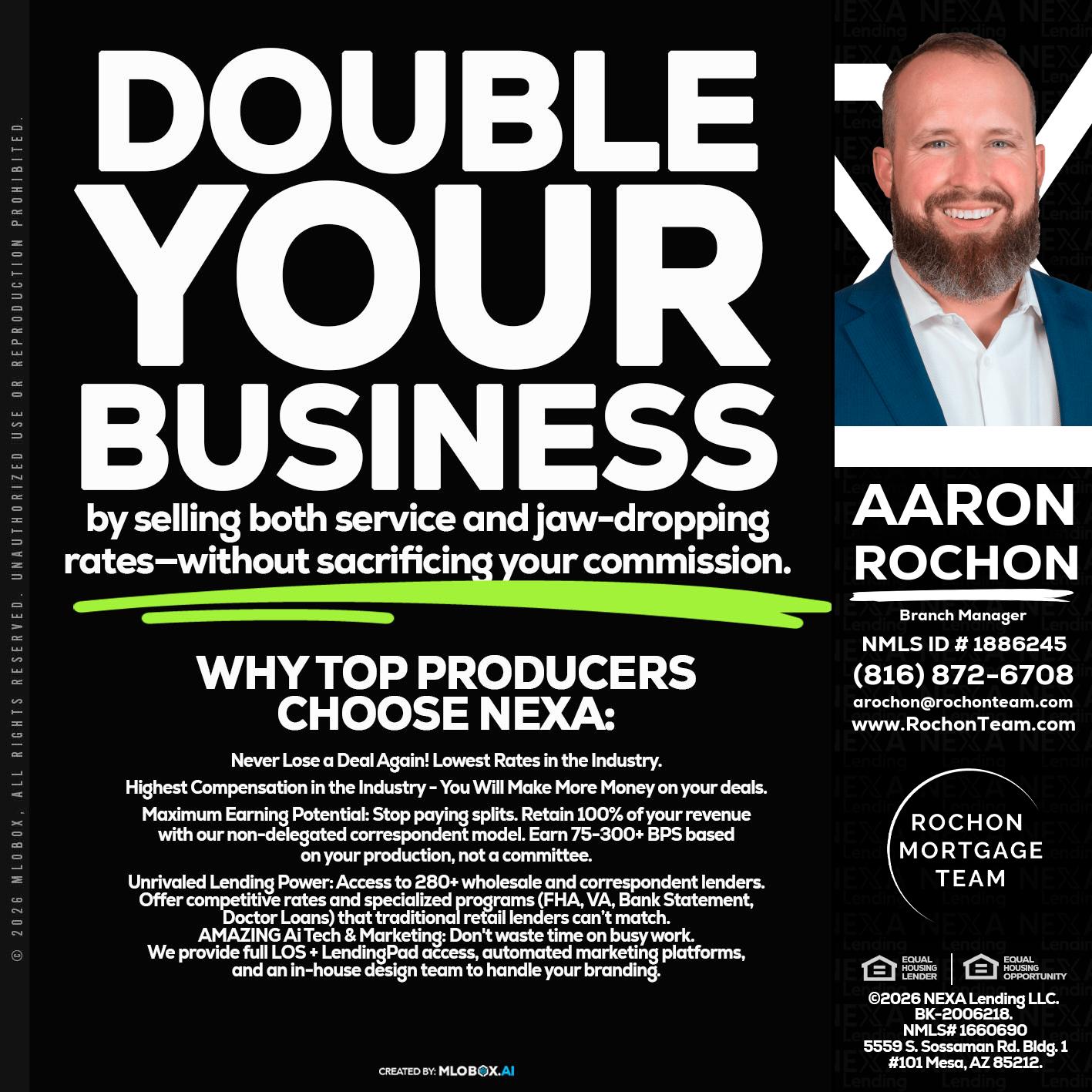 DOUBLE YOUR BUSINESS - Aaron Rochon -Branch Manager
